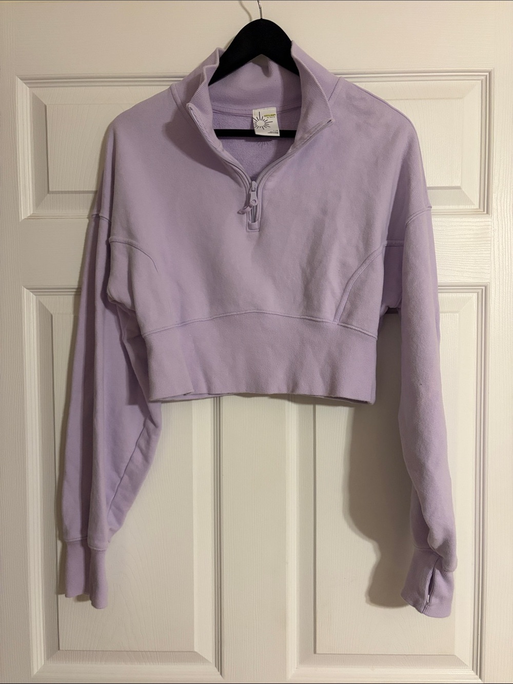 OFFLINE by Aerie Throw-Back Corset Cropped Quarter Zip Violet Flurry